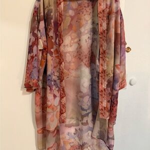 Soft Surroundings Multicolor Sheer Kimono Robe
